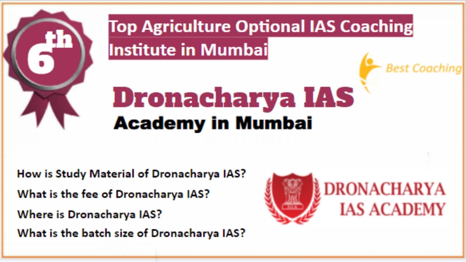 Rank 6 Top Agriculture optional IAS Coaching in Mumbai