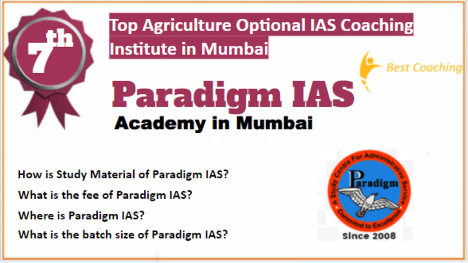 Rank 7 Top Agriculture optional IAS Coaching in Mumbai