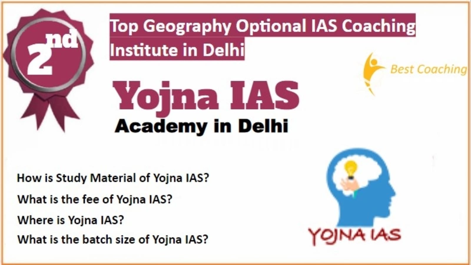 Yojna IAS Geography optional IAS Coaching in Delhi. Rank 2nd Geography optional IAS Coaching in Delhi. 2nd Top Geography optional IAS Coaching in Delhi. Yojna IAS Geography optional IAS Coaching in Delhi 2023. Best Geography optional IAS Coaching in Delhi Rank 2. 2nd Best Geography optional IAS Coaching in Delhi with fees structure, contact Details, address and many other information related to coaching. List of Best 10 Geography optional IAS Coaching in Delhi Rank 2 Best Geography Optional IAS Coaching
