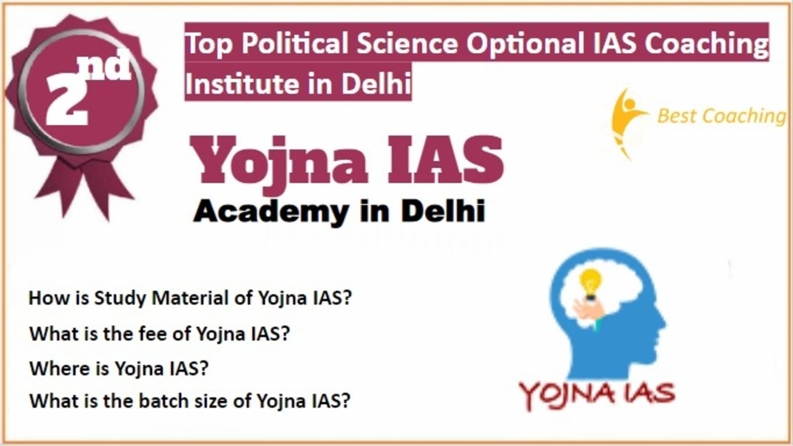 Yojna IAS Political Science and International Relations optional IAS Coaching in Delhi. Rank 2nd Political Science and International Relations optional IAS Coaching in Delhi. 2nd Top Political Science and International Relations optional IAS Coaching in Delhi. Yojna IAS Political Science and International Relations optional IAS Coaching in Delhi 2023. Best Political Science and International Relations optional IAS Coaching in Delhi Rank 2. 2nd Best Political Science and International Relations optional IAS Coaching in Delhi with fees structure, contact Details, address and many other information related to coaching. List of Best 10 Political Science and International Relations optional IAS Coaching in Delhi Rank 2 Best Political Science and International Relations Optional IAS Coaching