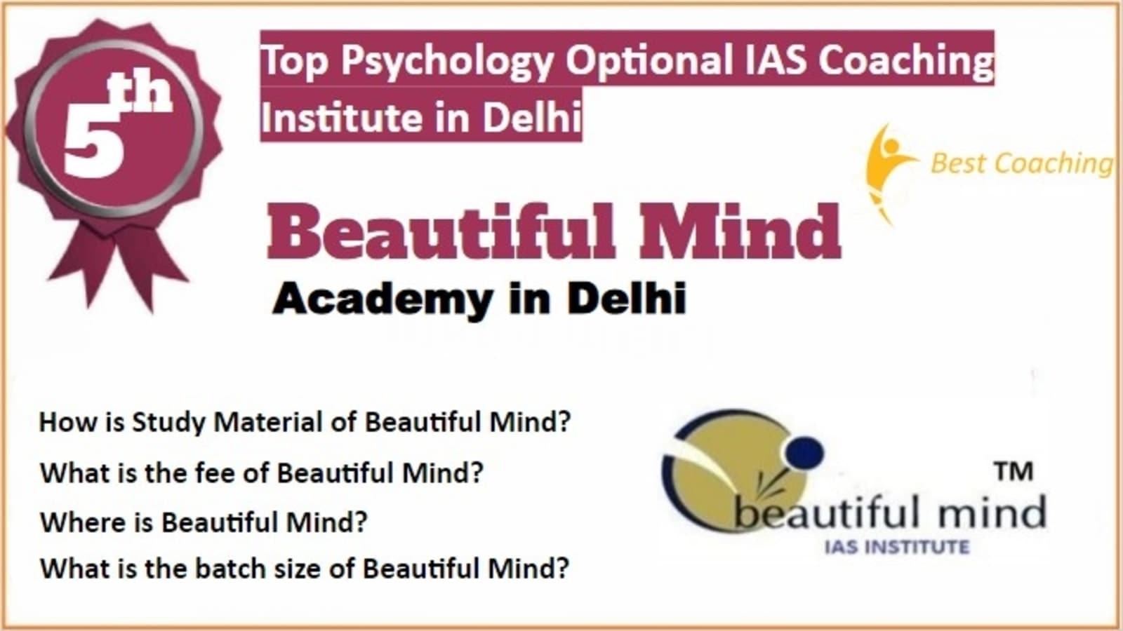 Rank 5 Best Psychology Optional IAS Coaching in Delhi