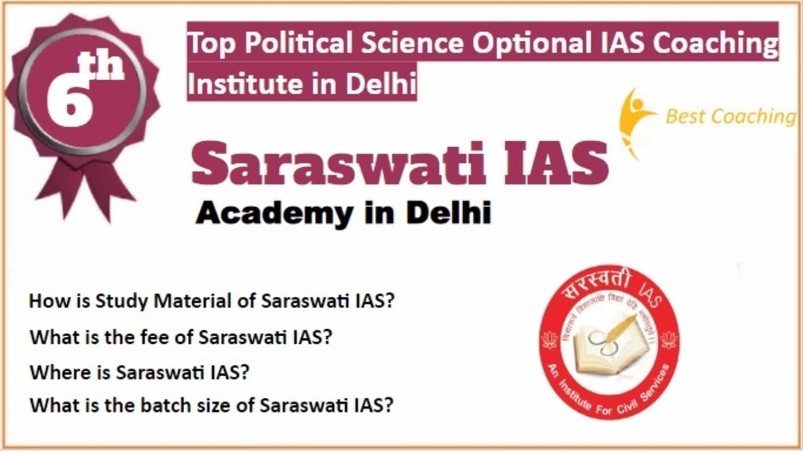 Saraswati IAS Political Science and International Relations optional IAS Coaching in Delhi. Rank 6th Political Science and International Relations optional IAS Coaching in Delhi. 6th Top Political Science and International Relations optional IAS Coaching in Delhi. Saraswati IAS Political Science and International Relations optional IAS Coaching in Delhi 2023. Best Political Science and International Relations optional IAS Coaching in Delhi Rank 6. 6th Best Political Science and International Relations optional IAS Coaching in Delhi with fees structure, contact Details, address and many other information related to coaching. List of Best 10 Political Science and International Relations optional IAS Coaching in Delhi Rank 6 Best Political Science and International Relations Optional IAS Coaching