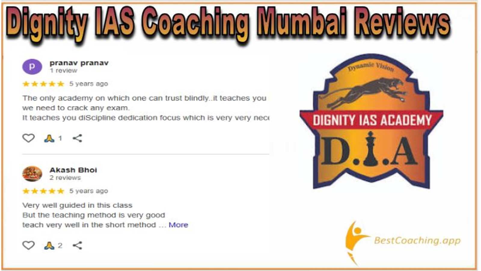 Dignity IAS Coaching Mumbai Reviews