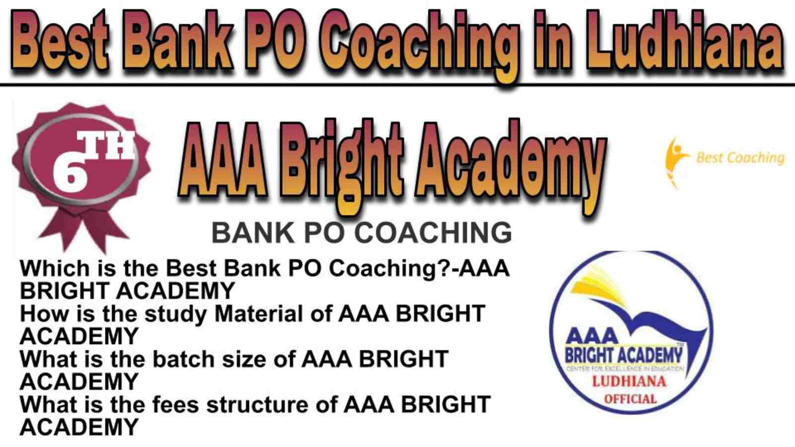 RANK 6 BEST BANK PO COACHING IN LUDHIANA