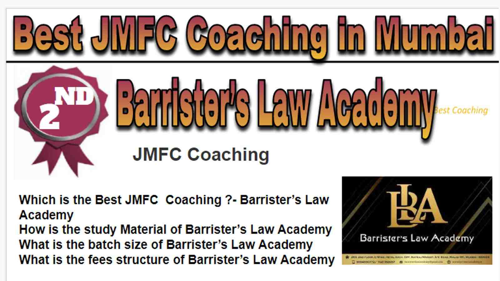 Rank 2 Best JMFC Classes in Mumbai