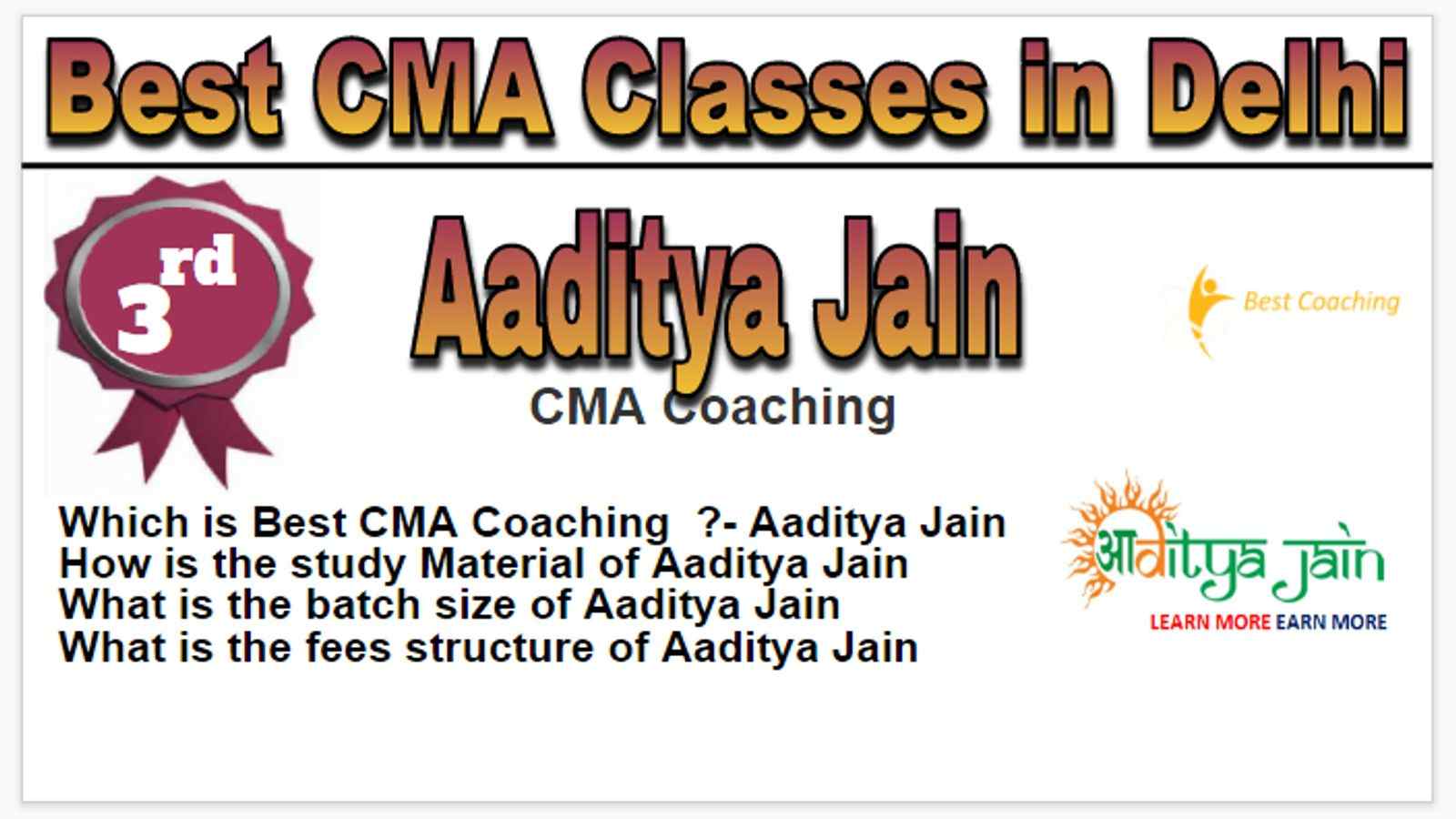 Rank 3 Best 10 CMA Classes in Delhi