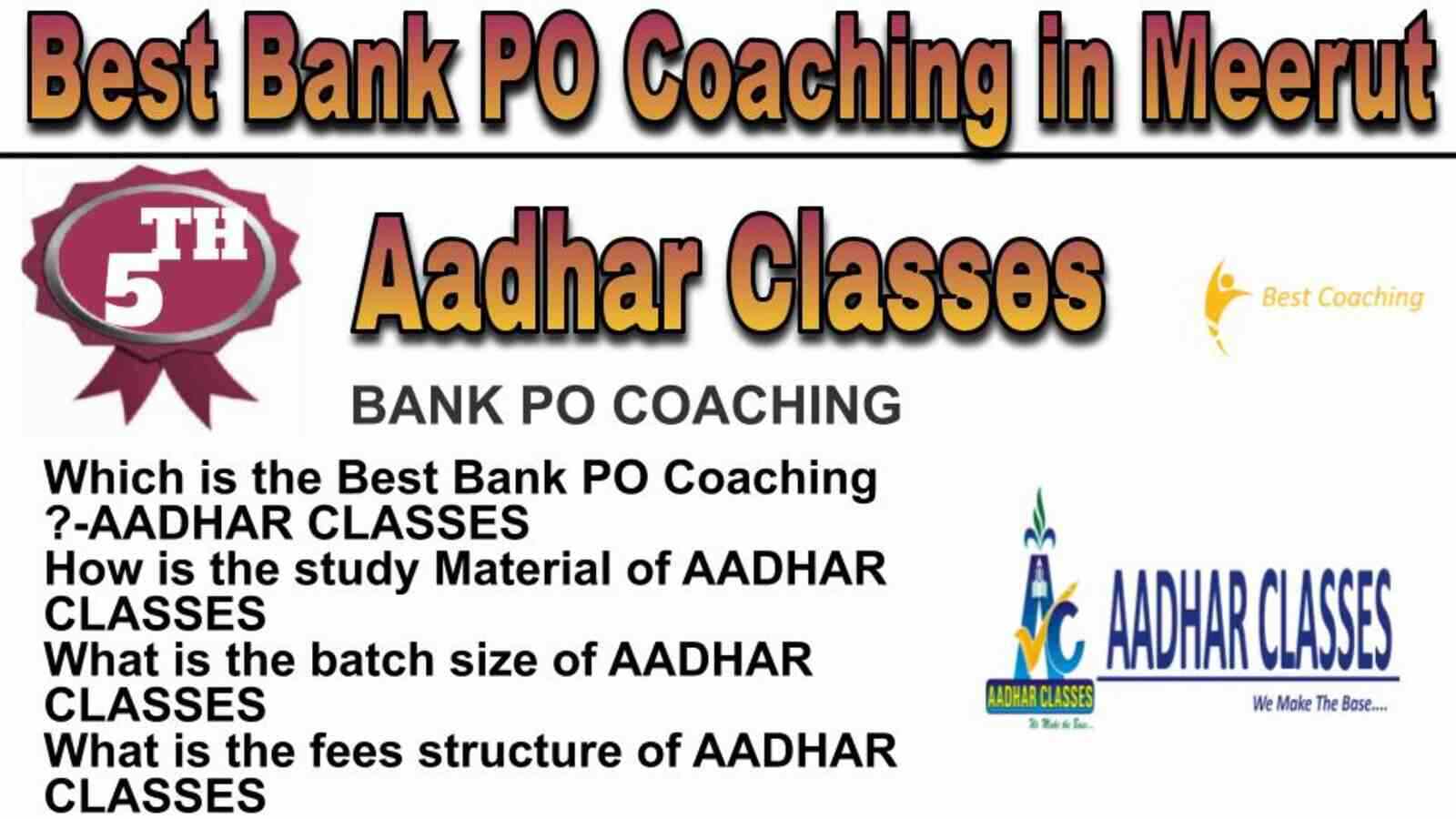 Rank 5 BEST BANK PO COACHING IN MEERUT
