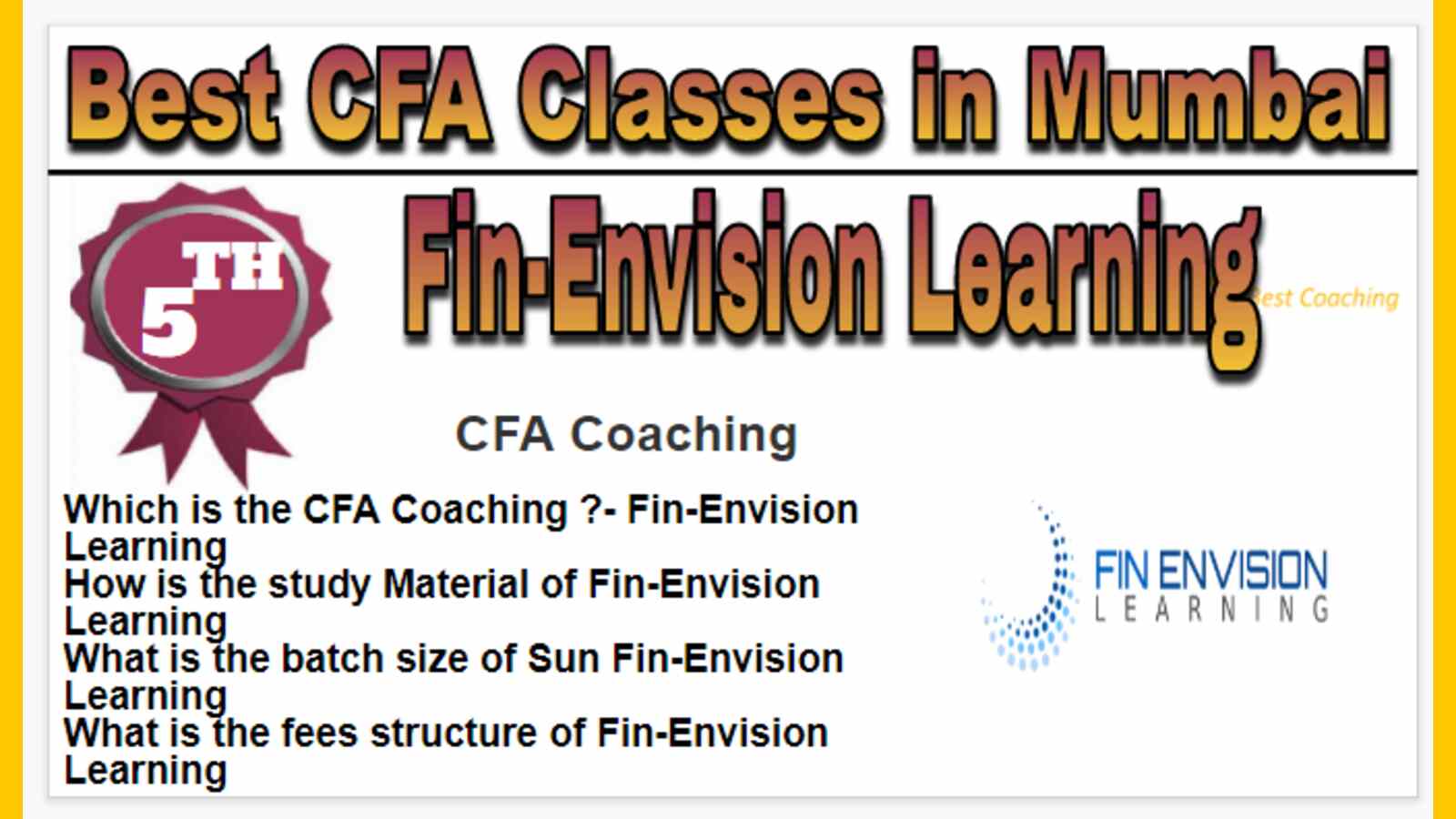 Rank 5 Best CFA Classes in Mumbai