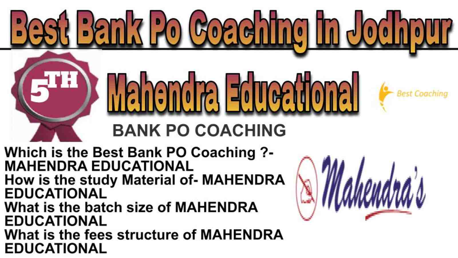 Rank 5 Best bank po coaching in Jodhpur