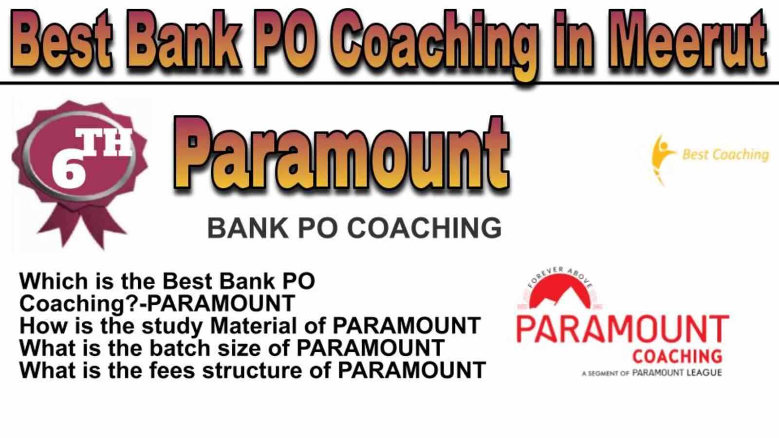 Rank 6 BEST BANK PO COACHING IN MEERUT
