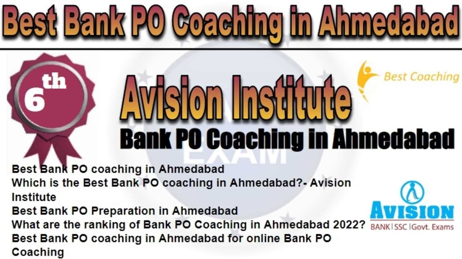 Rank 6 Best Bank PO Coaching in Ahmedabad