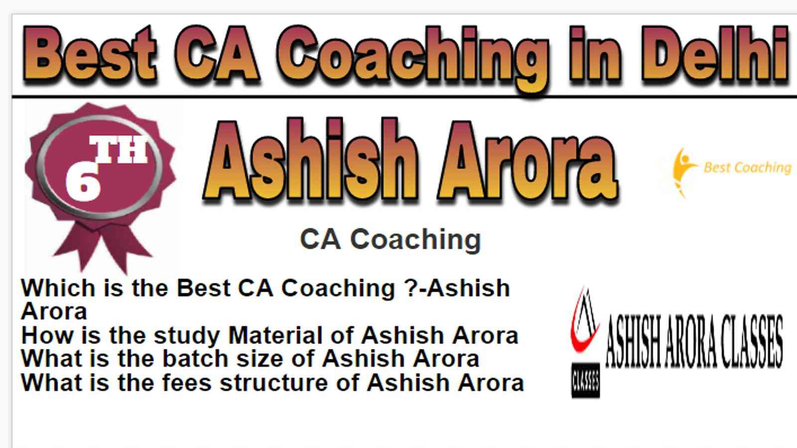 Rank 6 Best CA Coaching in Delhi