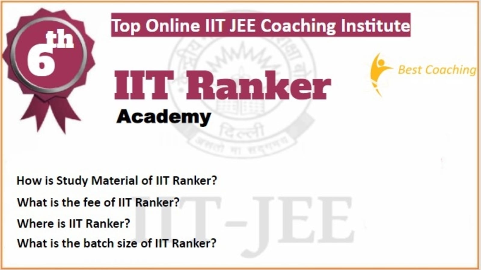 Rank 6 Best Online IIT JEE Coaching