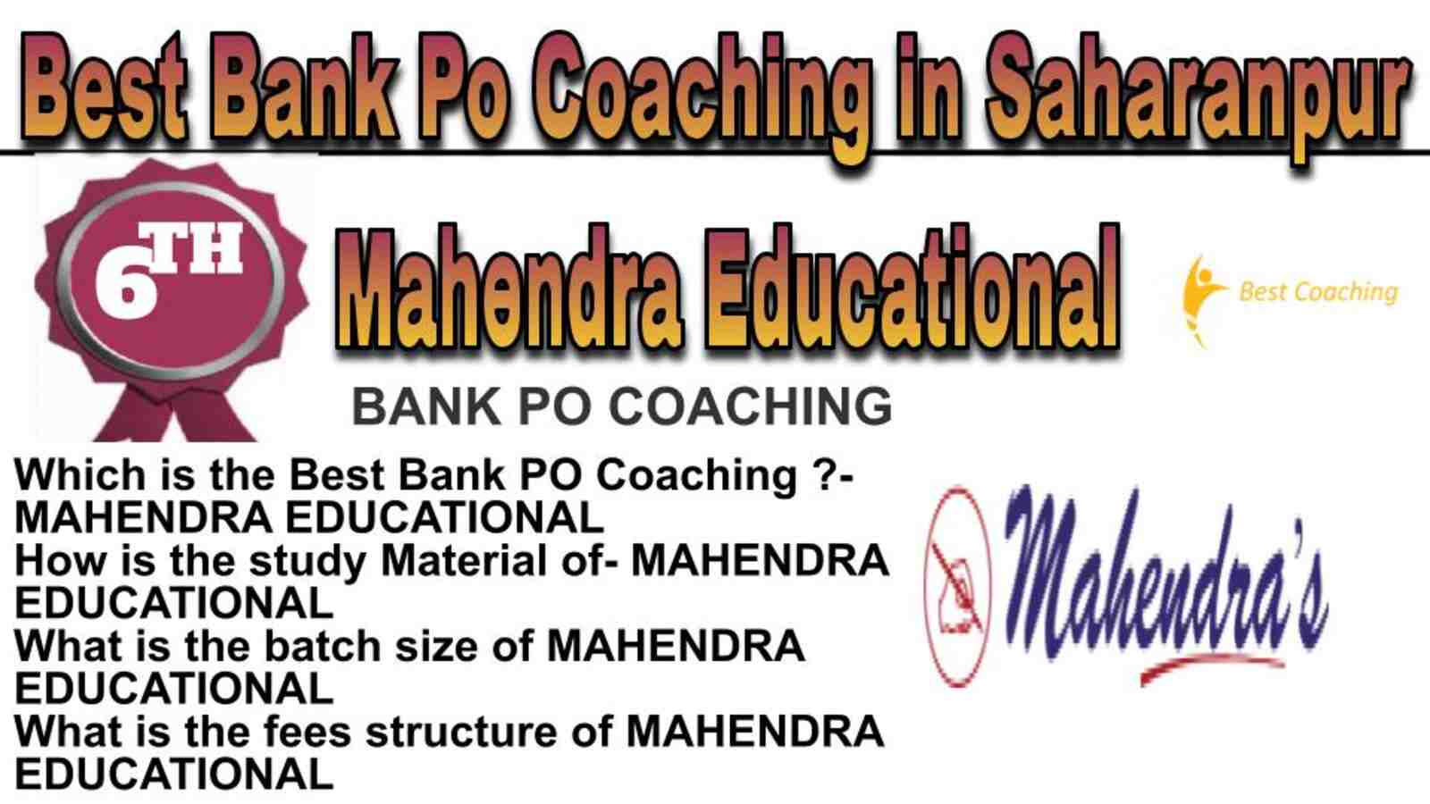 Rank 6 best bank po coaching in Saharanpur