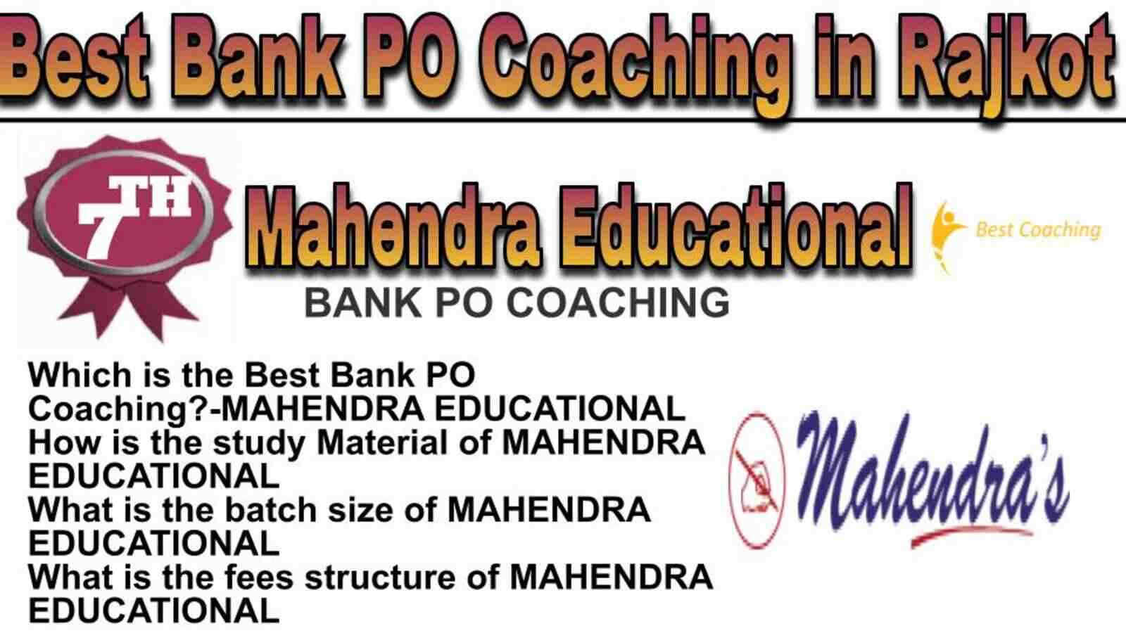 Rank 7 BEST BANK PO COAHING IN RAJKOT