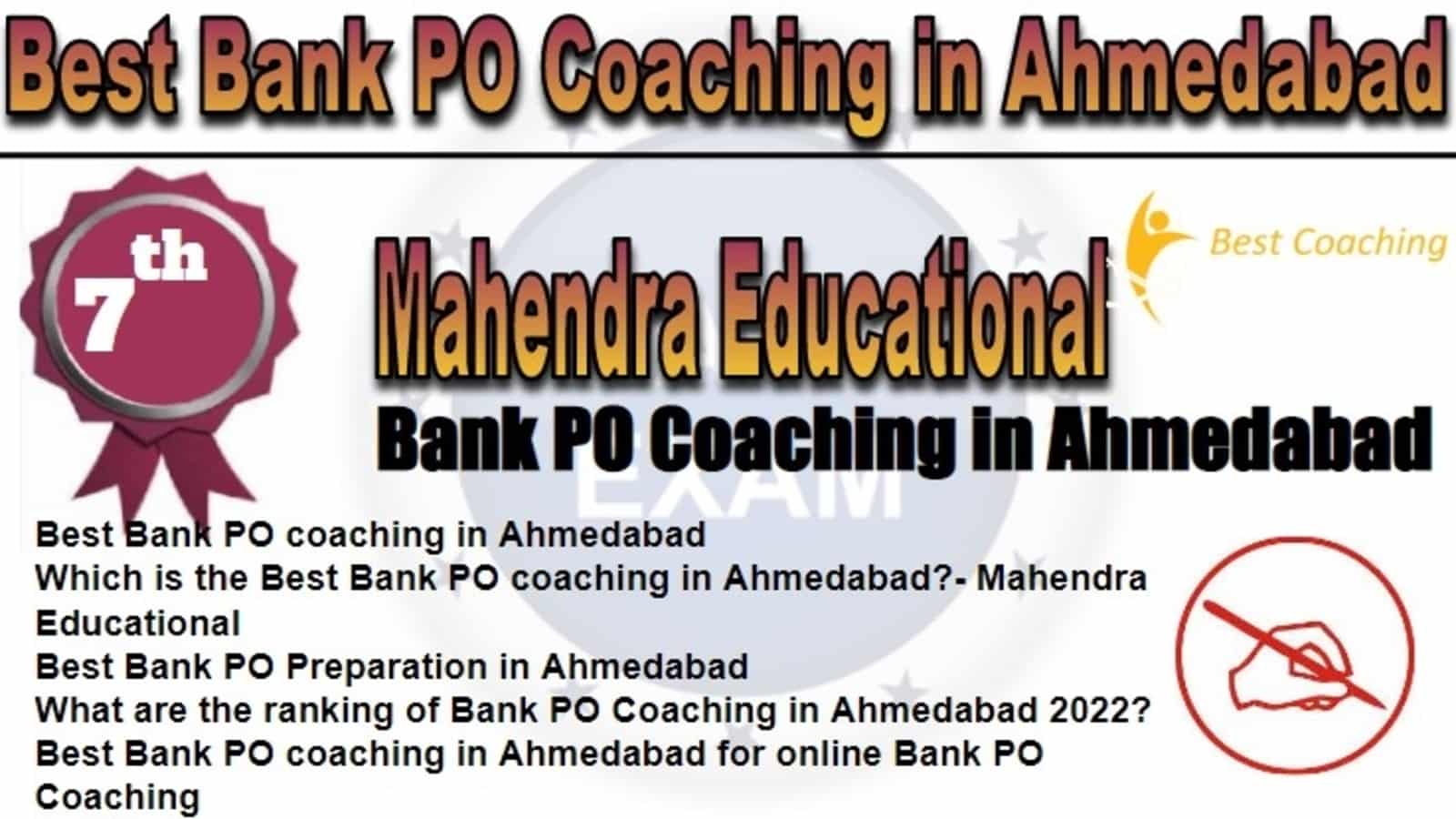 Rank 7 Best Bank PO Coaching in Ahmedabad