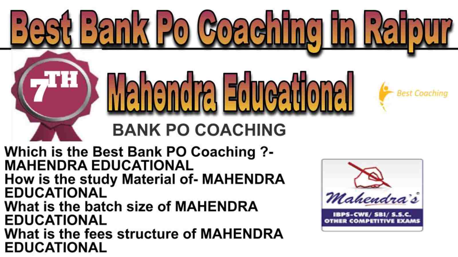 Rank 7 best bank po coaching in Raipur