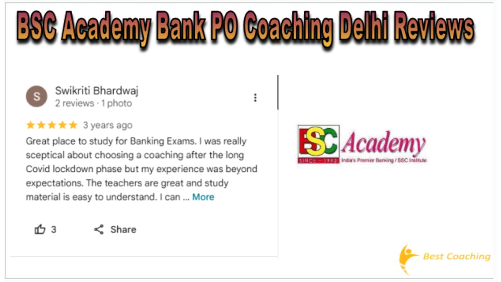 Bsc Academy Coaching in Delhi Reviews