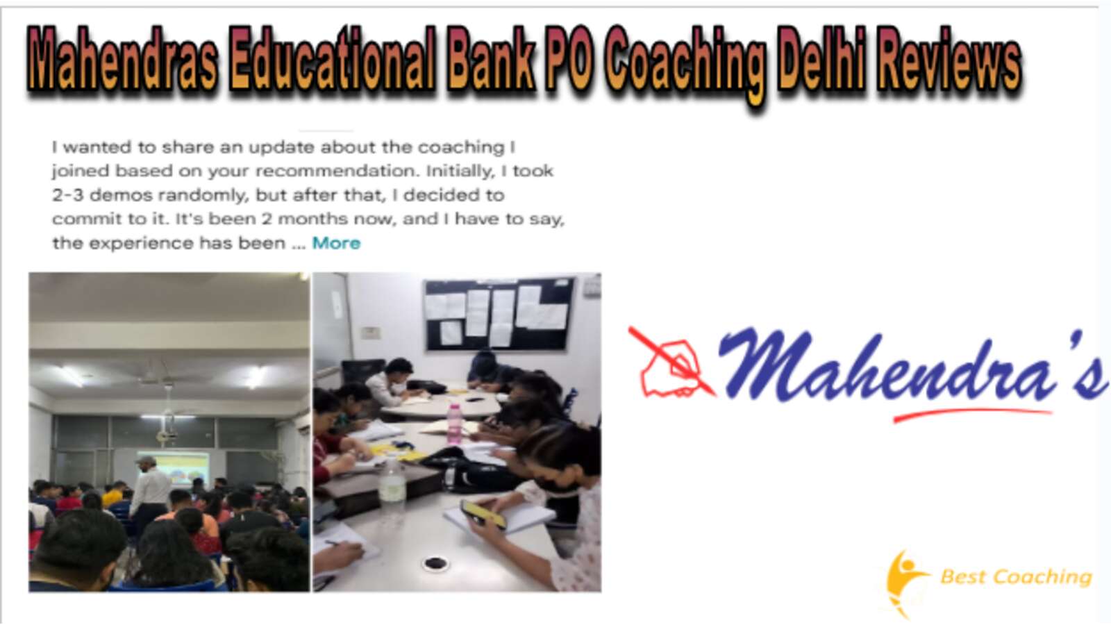 Mahendra Bank po coaching delhi reviews