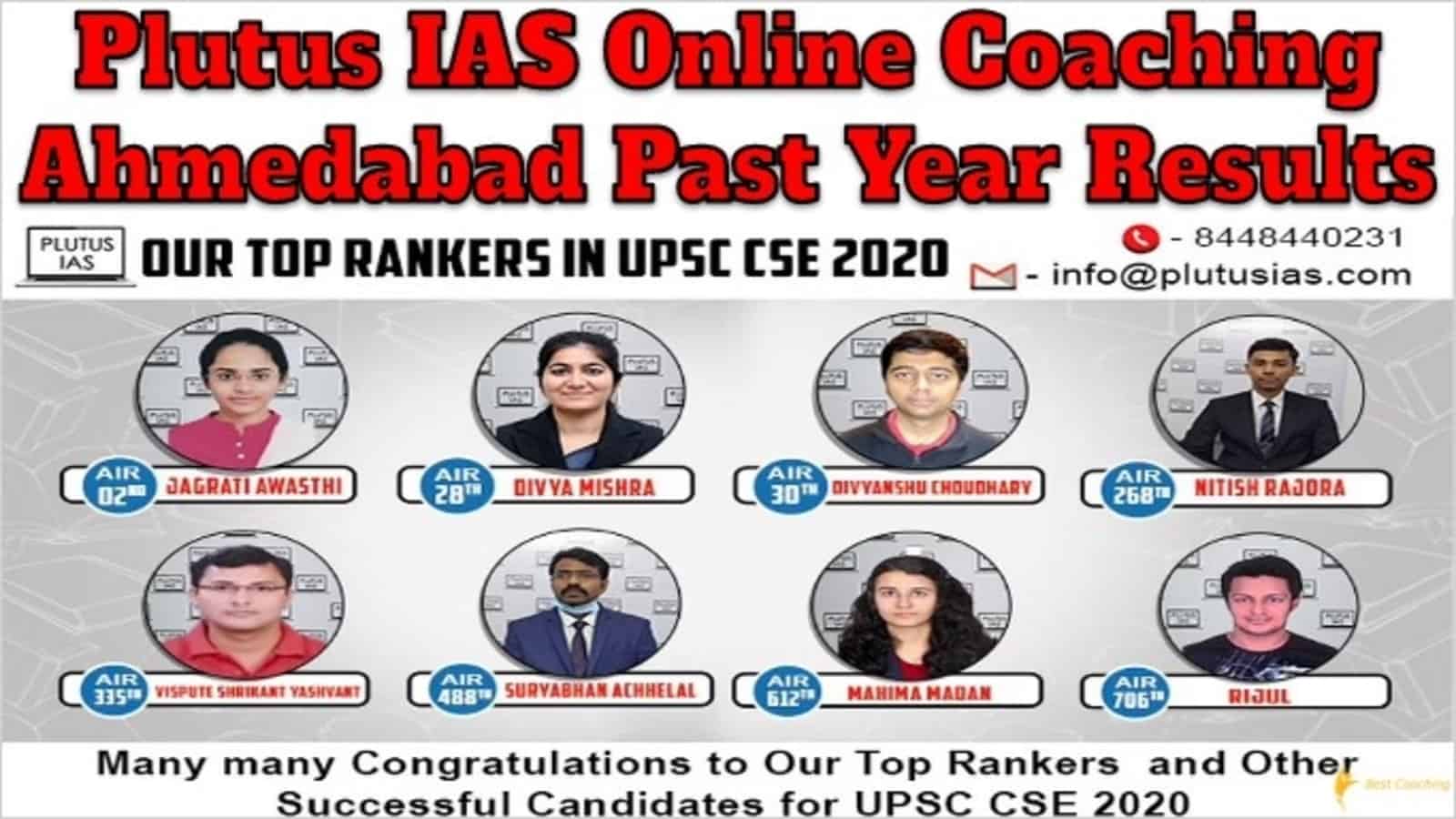 Plutus IAS Online Coaching Ahmedabad Past Year Results