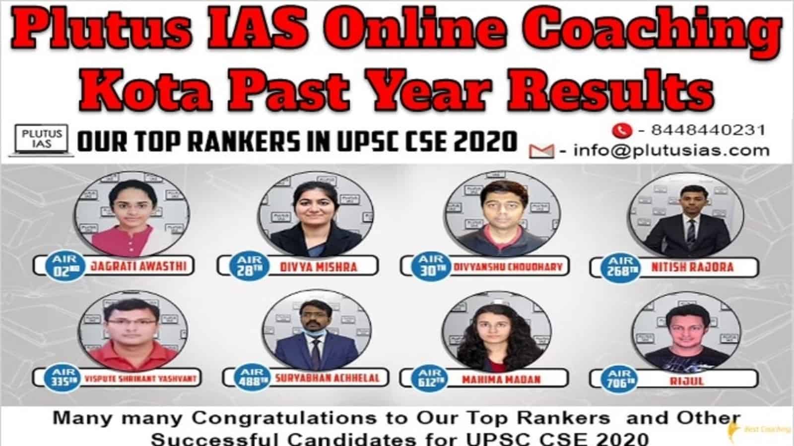 Plutus IAS Online Coaching Kota Past Year Results