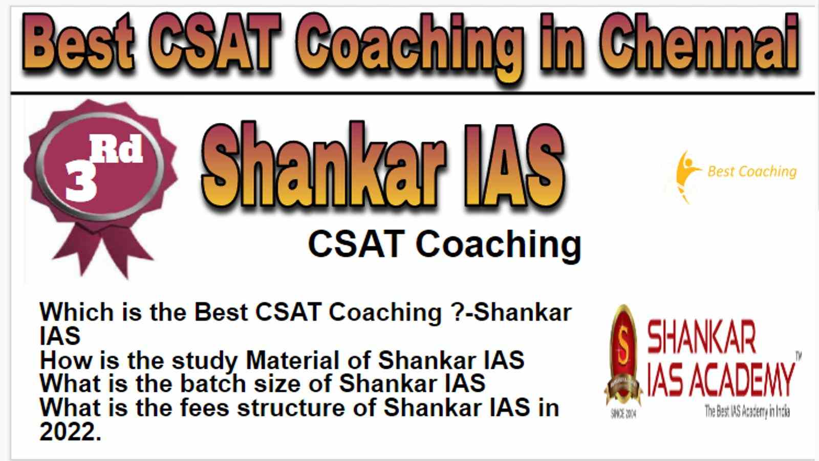 Rank 3 Best CSAT Coaching in Chennai