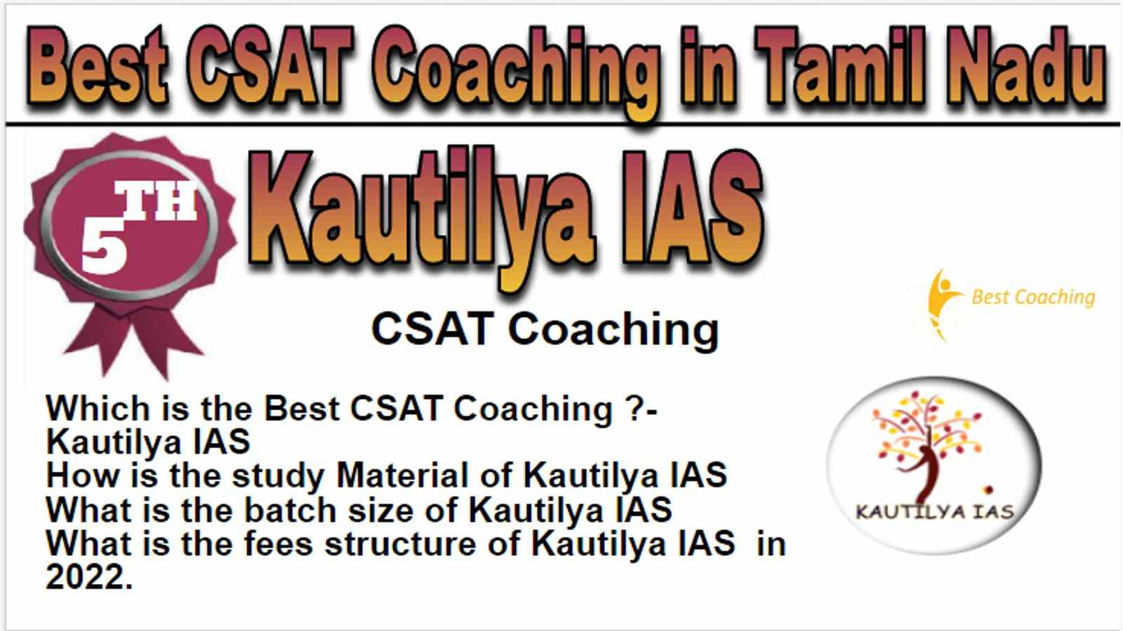 Rank 5 Best CSAT Coaching in Tamil Nadu