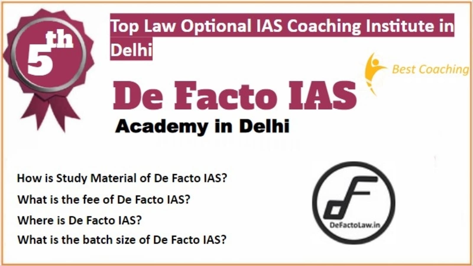 Rank 5 Best Law Optional IAS Coaching in Delhi