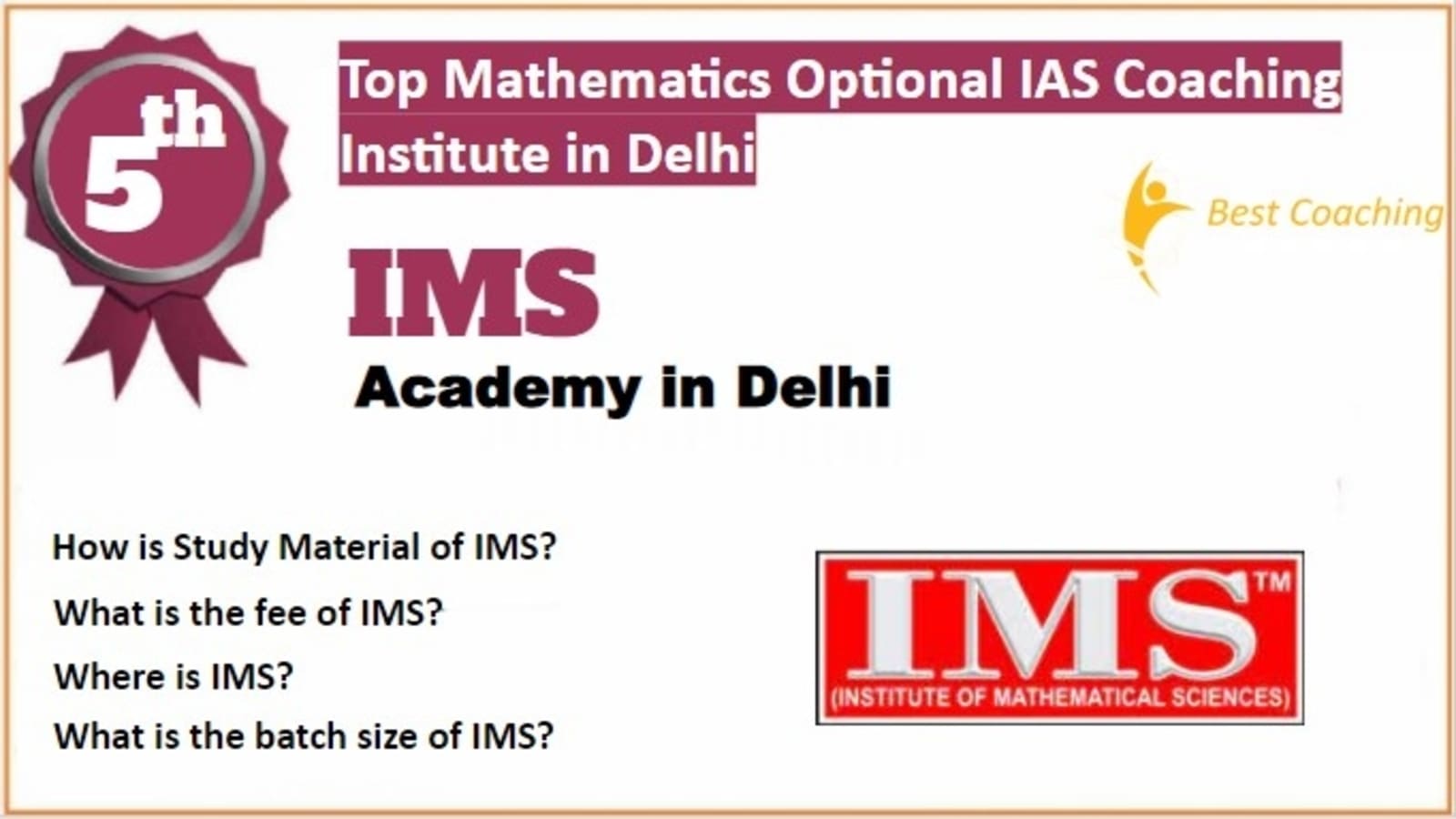Rank 5 Best Mathematics Optional IAS Coaching in Delhi