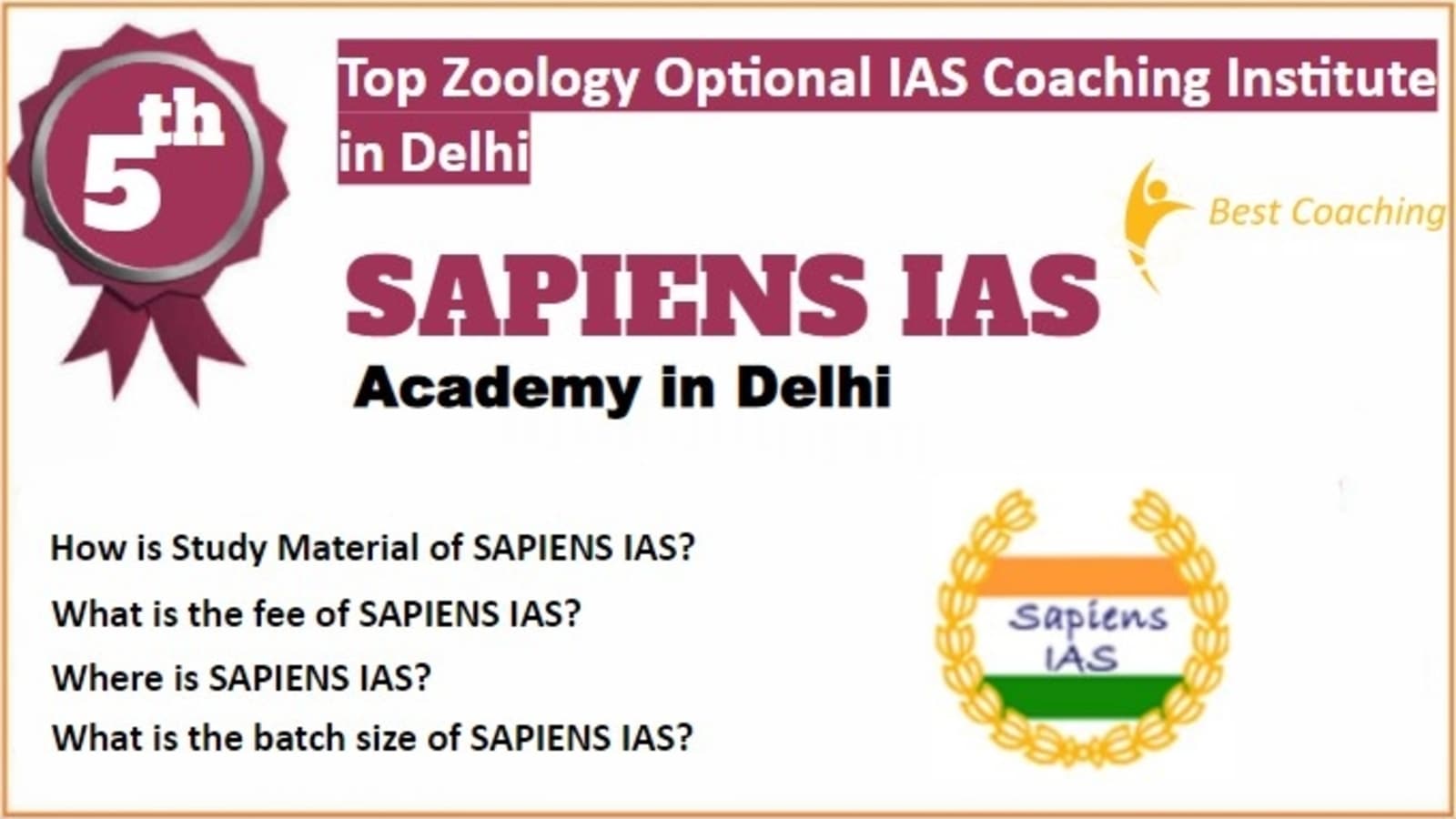 Rank 5 Best Zoology Optional IAS Coaching in Delhi