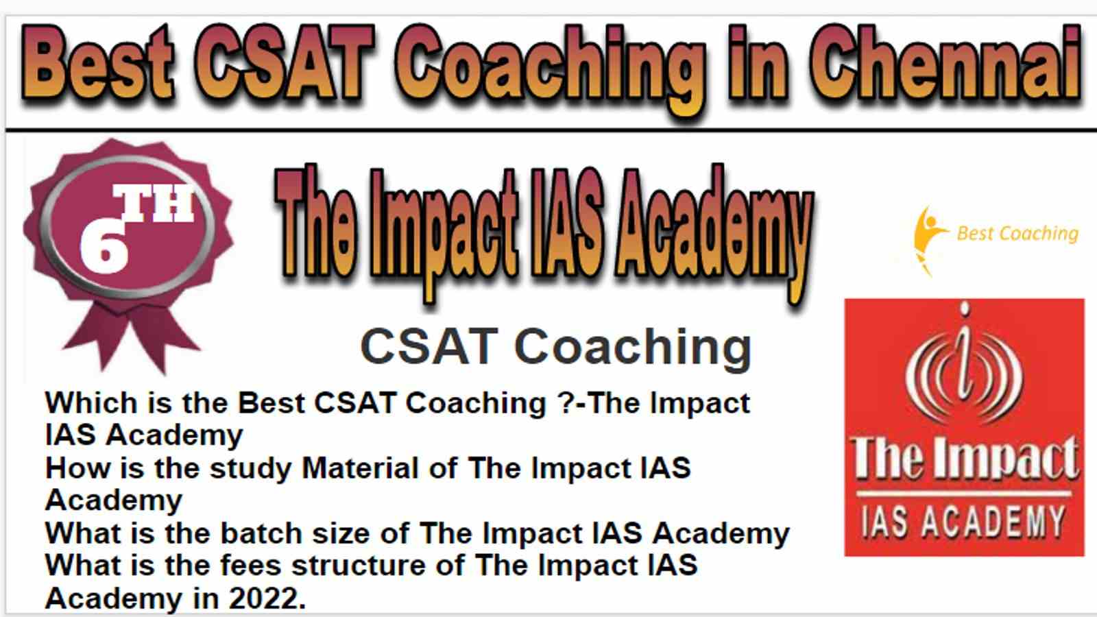 Rank 6 Best CSAT Coaching in Chennai