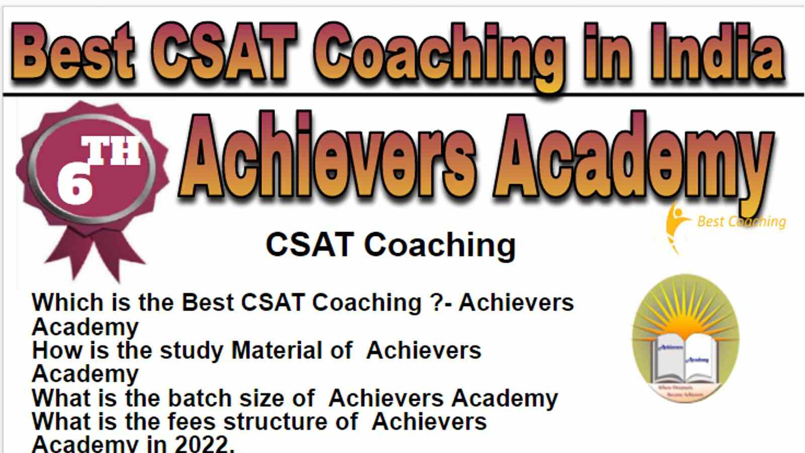 Rank 6 Best CSAT Coaching in India