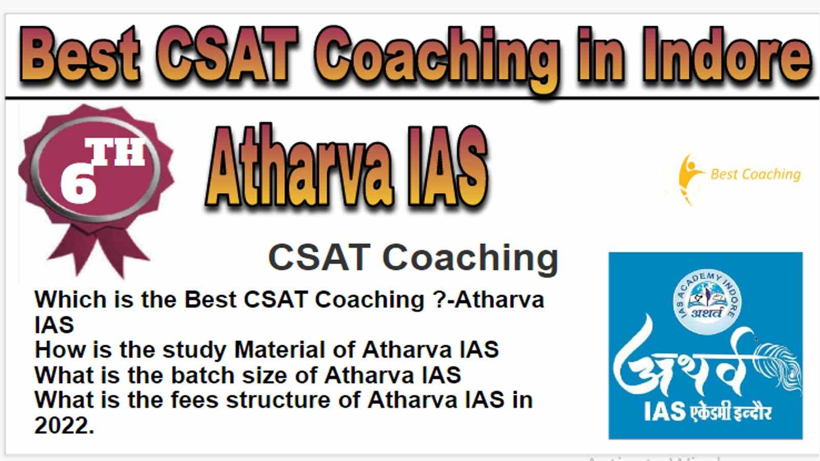 Rank 6 Best CSAT Coaching in Indore