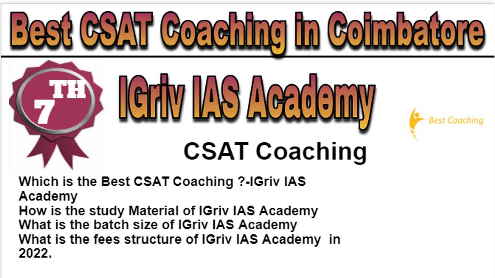 Rank 7 Best CSAT Coaching in Coimbatore
