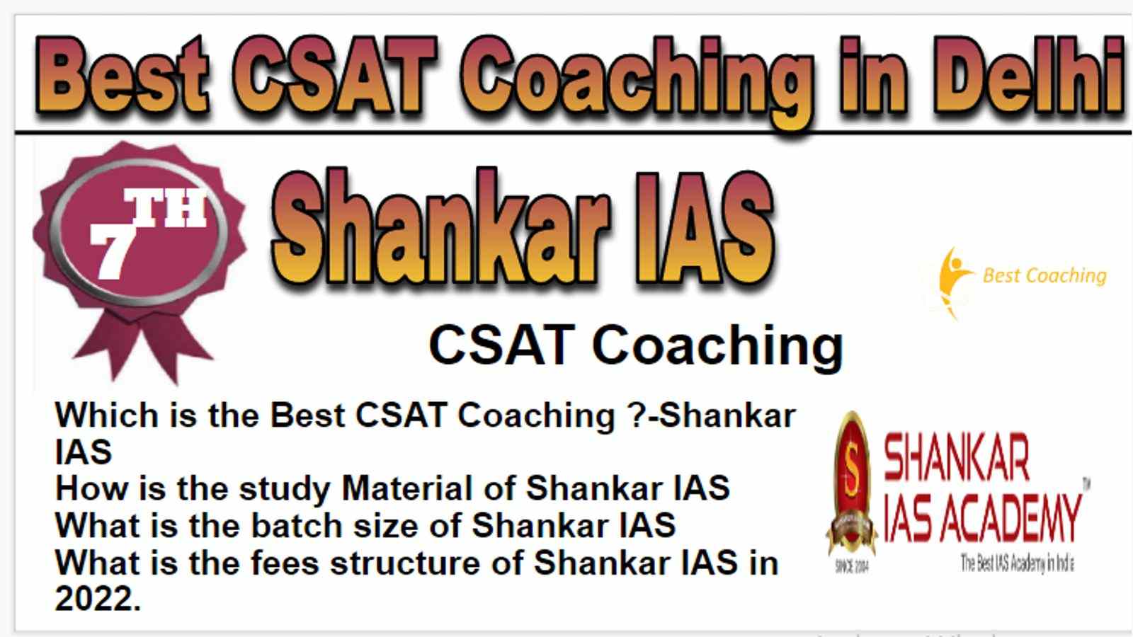 Rank 7 Best CSAT Coaching in Delhi