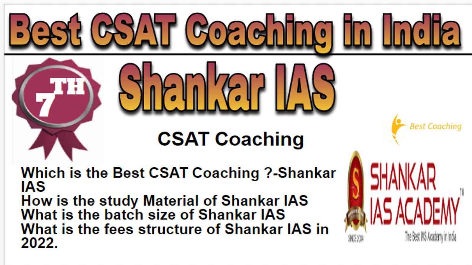 Rank 7 Best CSAT Coaching in India