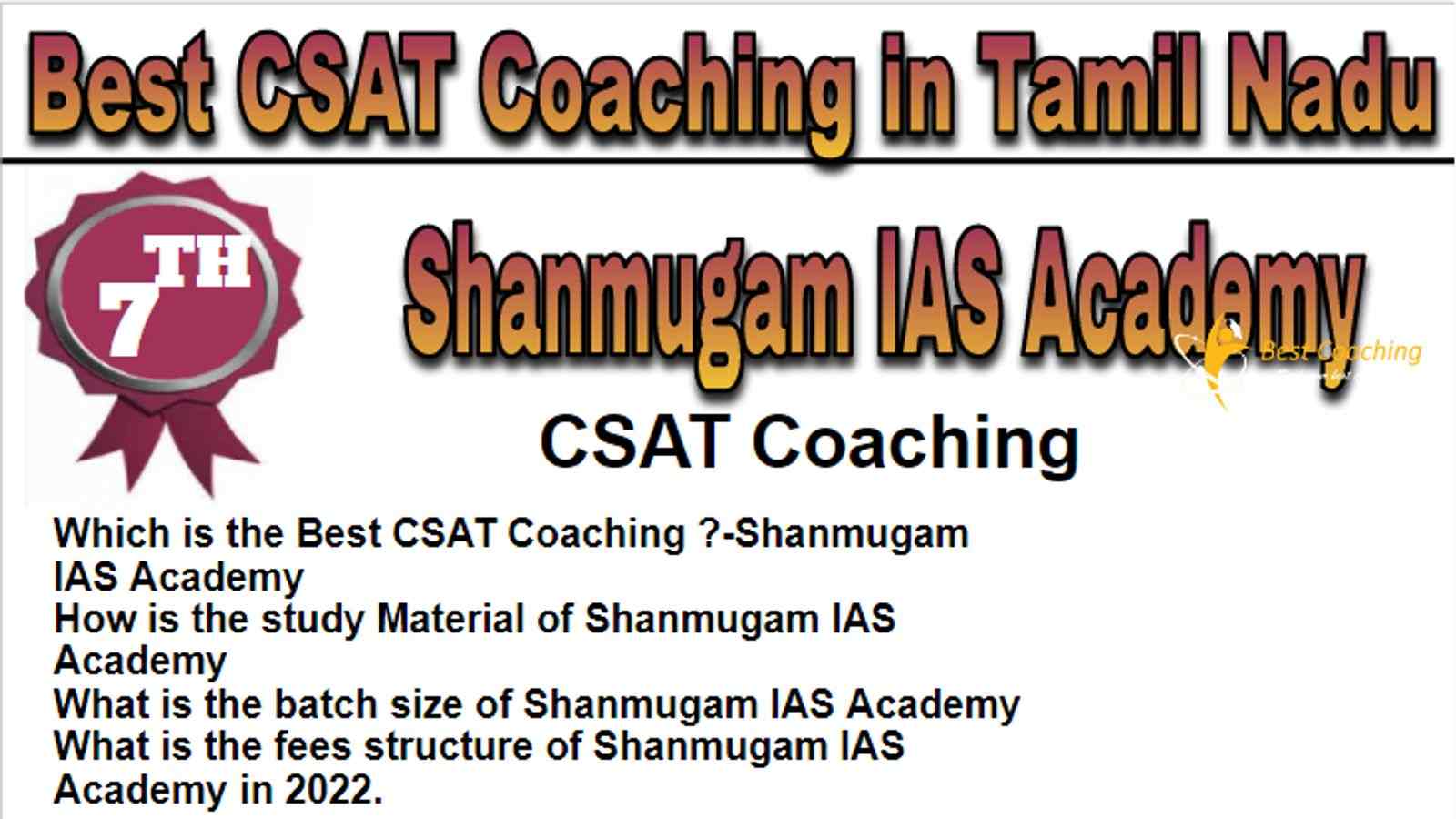 Rank 7 Best CSAT Coaching in Tamil Nadu