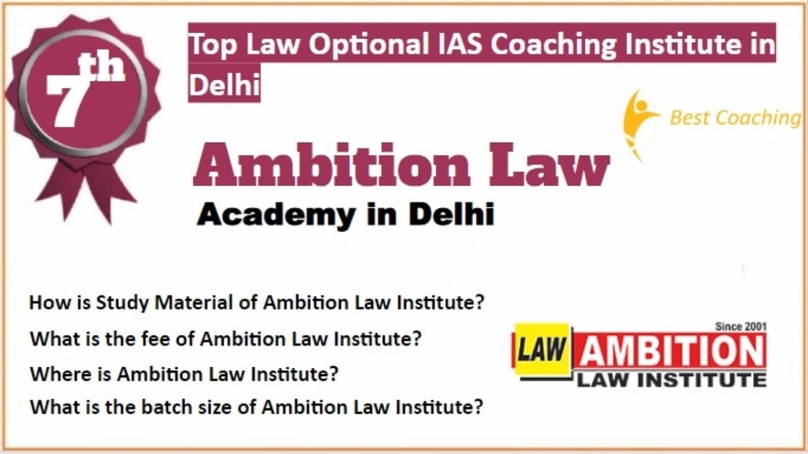 Rank 7 Best Law Optional IAS Coaching in Delhi