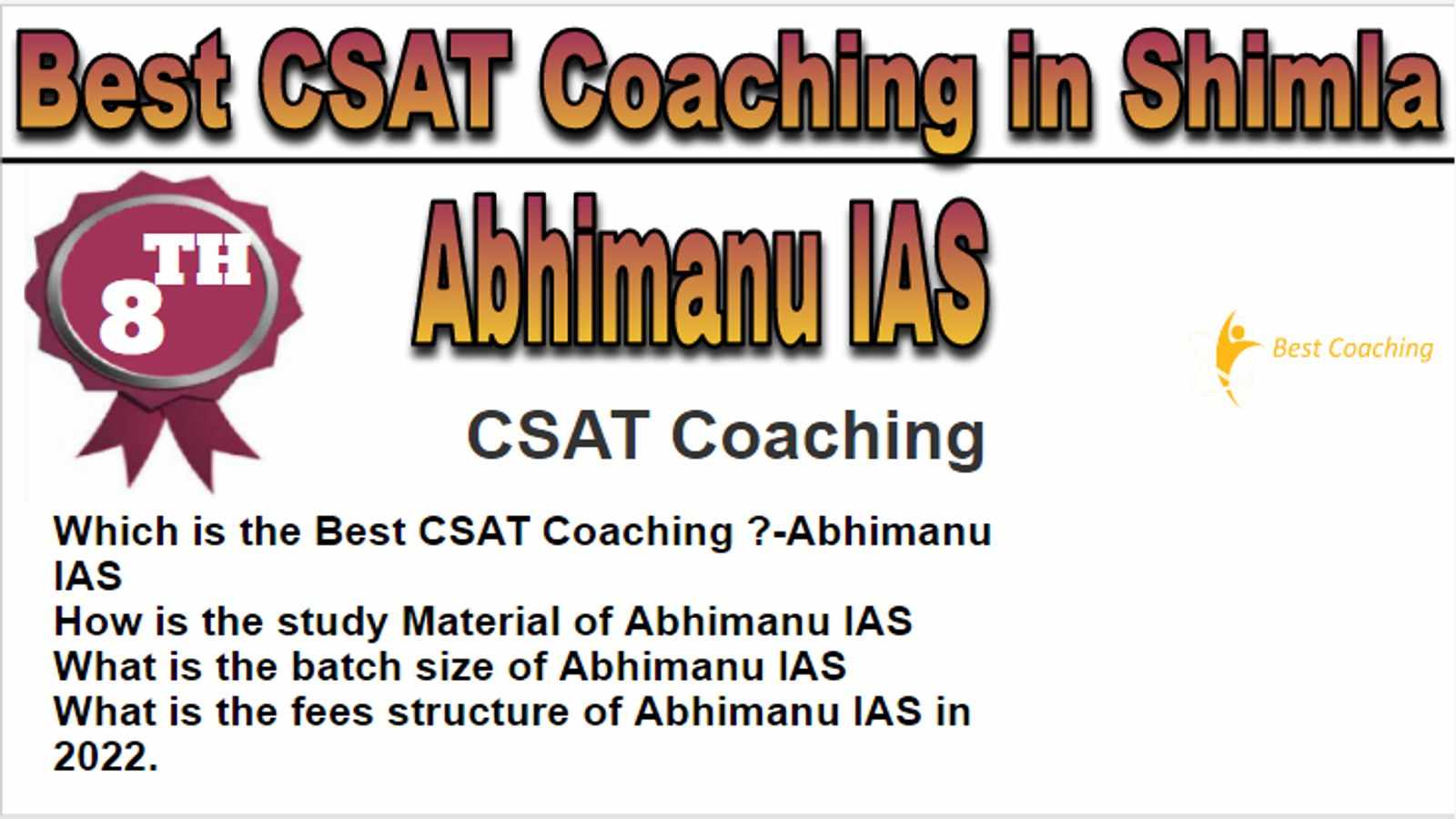 Rank 8 Best CSAT Coaching in Shimla