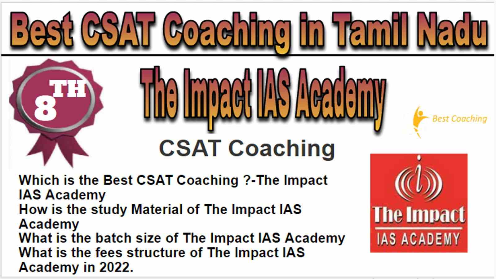 Rank 8 Best CSAT Coaching in Tamil Nadu