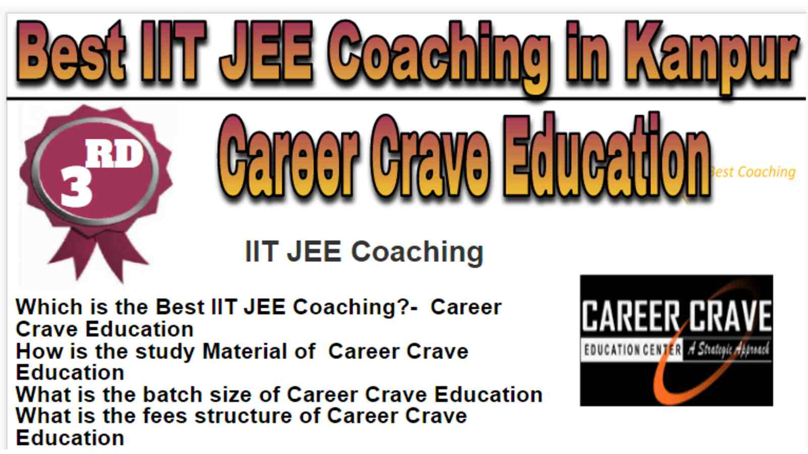Rank 3 Best IIT JEE Coaching in Kanpur. 3rd Top IIT JEE Coaching in Kanpur. Best IIT JEE Preparation in Kanpur 3rd rank Rank 3 Best IIT JEE Coaching in Kanpur