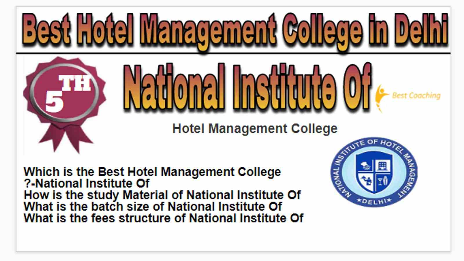 Rank 5 Top Hotel Management Colleges in Delhi