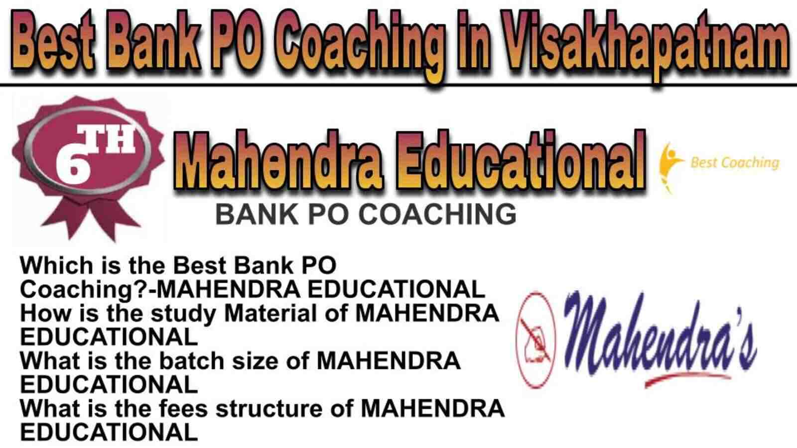 Rank 6 BEST BANK PO COACHING IN VISAKHAPATNAM