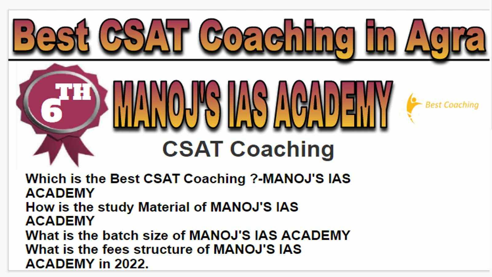 Rank 6 Best CSAT Coaching in Agra