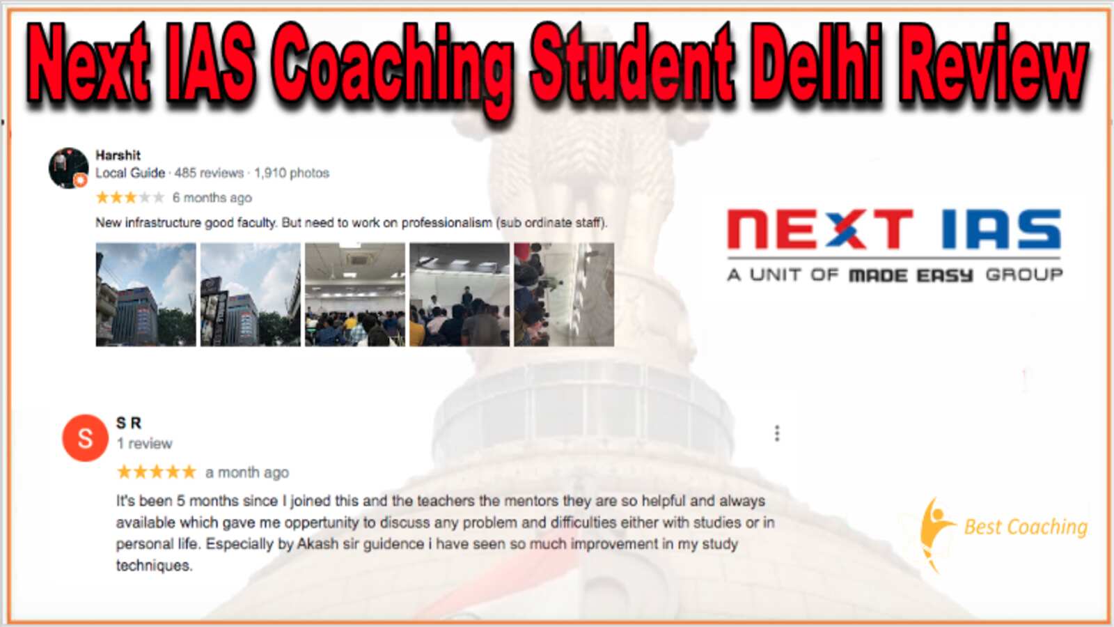 Next IAS Coaching student Delhi Review