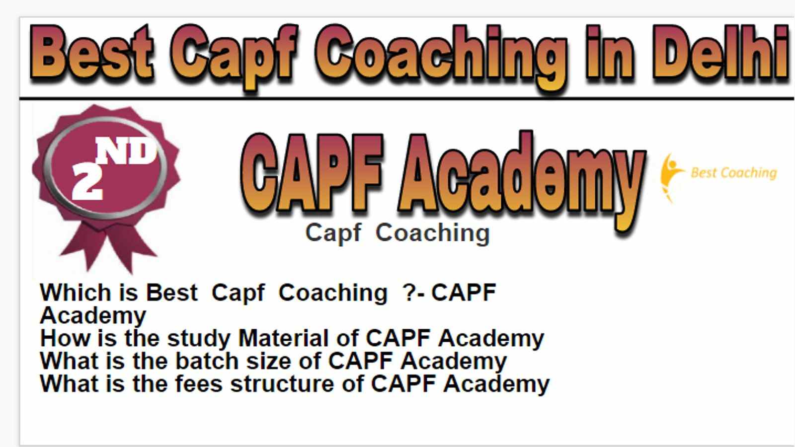 Rank-2 Best Capf Coaching in Delhi