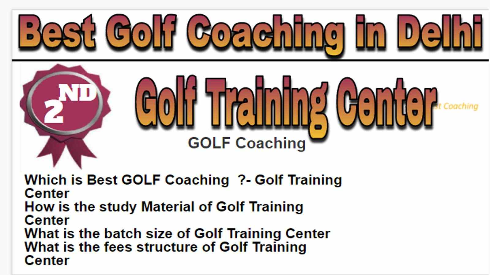 Rank 2 Best Golf Coaching in Delhi