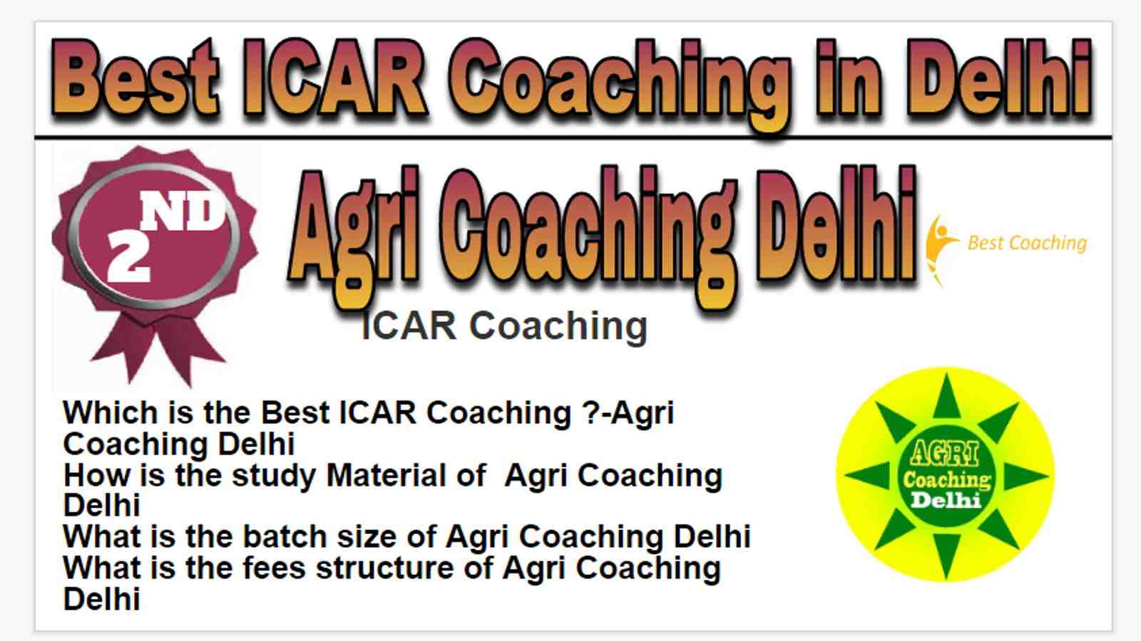 Rank 2 Best ICAR Coaching in Delhi