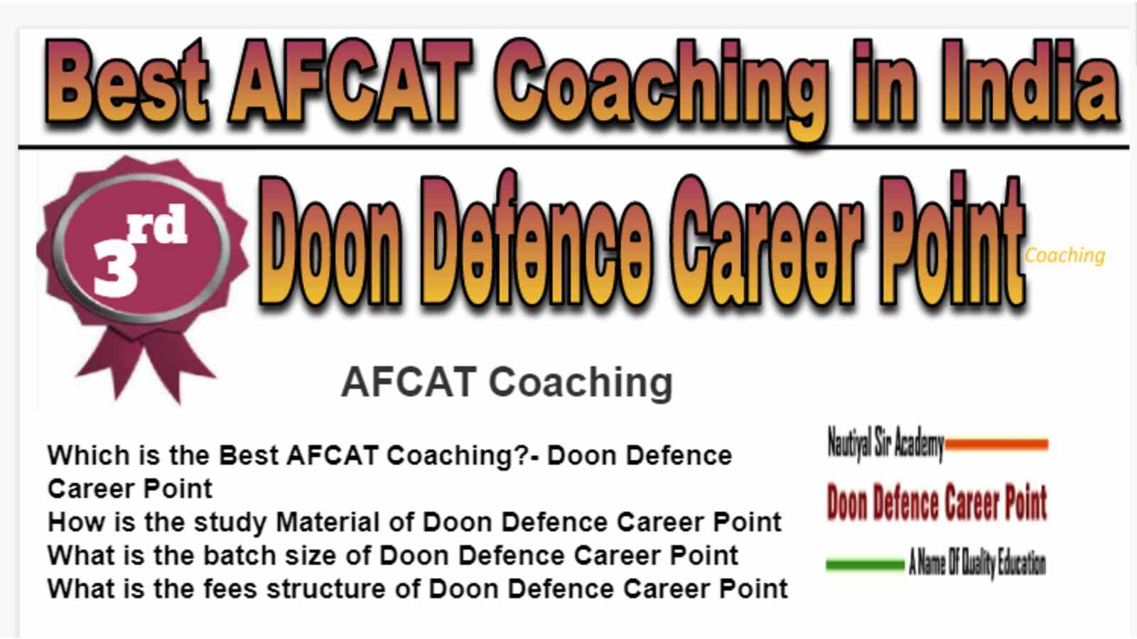 Rank 3 Best AFCAT Coaching in India