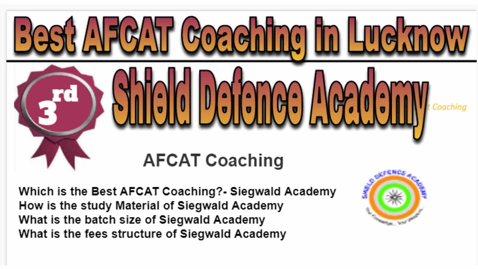 Rank 3 Best AFCAT Coaching in Lucknow